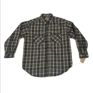 NWT At Last & Co. Women’s Flannel Shirt Large Gray Button-Down Wool Blend Baggy